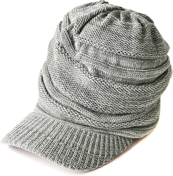 CHARM Mens Brimmed Knit Beanie Hat | Womens, Slouchy, Visor Cap, For Summer & Winter, Baggy Slouch Knit