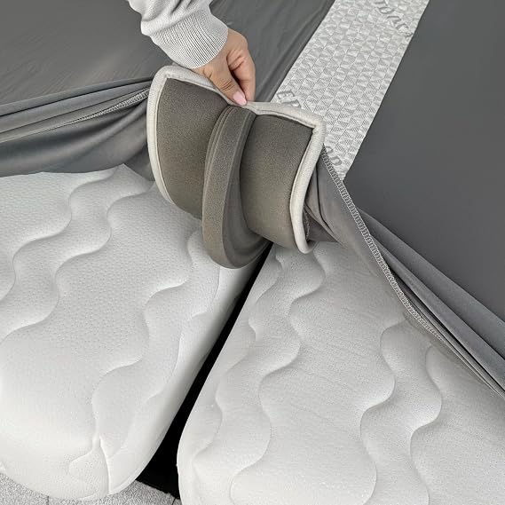2-in-1 Fitted Sheet Attached Bed Bridge Twin (XL) to King Converter Kit | Split King Gap Filler for Adjustable Bed | White