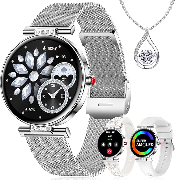 Smart Watch for Women (3 Bands) 1.19 AMOLED Bluetooth Call Fitness Tracker
