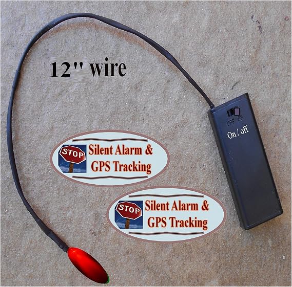 Slow RED Blinking Flashing 1 Flash/sec LED Auto Theft Deterrent Fake Car Antitheft Alarm System Flash Blink Hide The AAA Battery - Only The Light Shows On/Off Switch 2 Window Warning Decals (RedSlow)