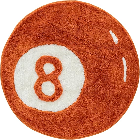 8 Top Halı 35" İnç, El Yapımı Tepeli Yuvarlak Estetik Alan Halıları, Kabarık ve Tiki Dekor 8ball Bilardo Tasarımı, Oturma Odası, Yatak Odası, Oyun Odası için Mükemmel Yumuşak Havalı Zemin