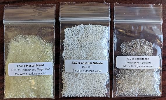 Masterblend Tomato & Vegetable Fertilizer Plant Nutrients Fertilizer Combo Kit - Pre-Weighed Packets for 5 Gallons - 3 Kits to Make 15 gallons Total