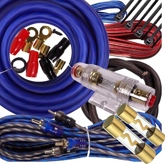Gravity Complete 2600W 4 Gauge Amp Kit Amplifier Install Flexible Wiring Complete 4 Ga Installation Cables for Installer and DIY Hobbyist - Blue