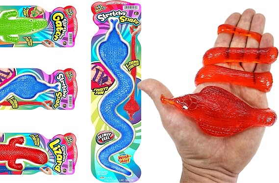 JA-RU Giant Sticky Lizard, Alligator, Snake Stretchy Fidget Toy (1 Pack Assorted) Fake Rubber Snake for Kids. Stress Relief Toy. Reptile Party Favors, Goodie Bags Stuffers. 430-1A