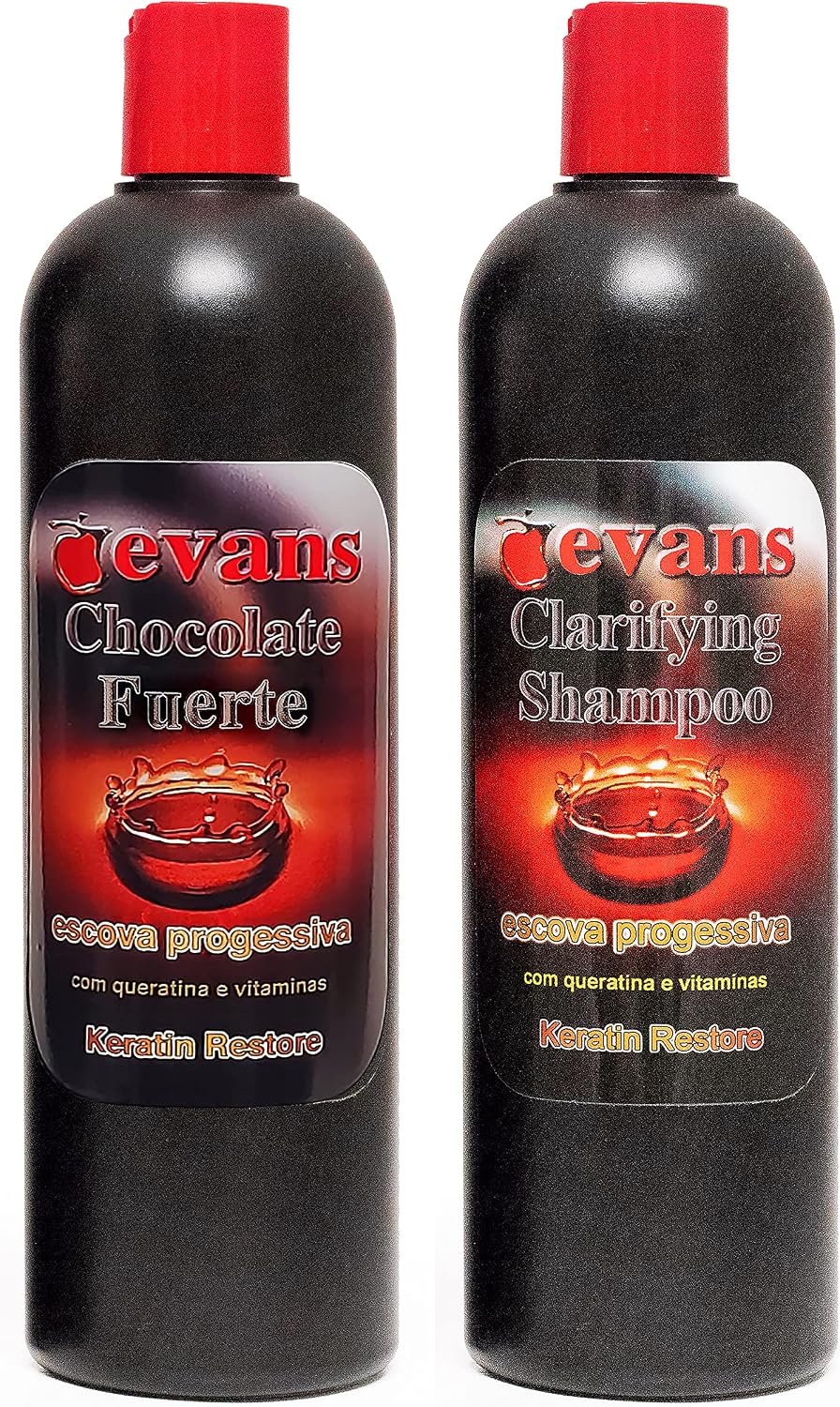 YSSER evans COMBO PACK Brazilian Keratin Hair Smoothing Treatment Blowout Straightening System – Strong 16 fl oz  Clarifying Shampoo, 16 Fl Oz Pack of 2
