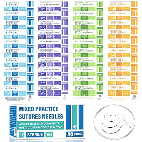Suture Practice Thread and Needles for Medical Students Training Only (40 Mixed)