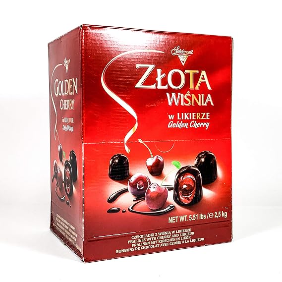 Golden Cherry, Polish Chocolate Pralines Candies, Zlota Wisnia by Solidarnost 5.51 lb | 2.5 kg