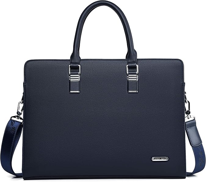 FSD.WG Men's Business Bag Waterproof Leather Briefcase Shoulder Laptop Business Bag for Business School Travel Removable