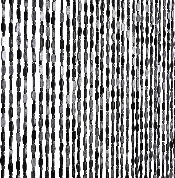BECHAEO Handmade Bamboo Beaded Curtain for Doorway 52 Strands Door Beads Hippie Curtain Hanging Room Divider for Boho Rustic Bedroom Living Room Decor, 35.5 x 75 Inches Black