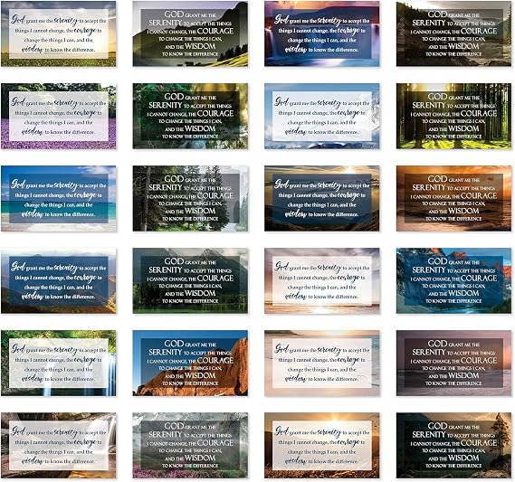 JBH Creations Serenity Prayer Cards - Pack of 48: 24 Unique Nature Designs, 2 of Each