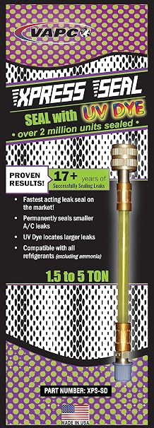 Vapco Xpress Seal & Dye - Professional A/C & Refrigeration sealant for Systems 1.5 to 5 tons. Made in USA & Over 2 Million Systems Sealed.