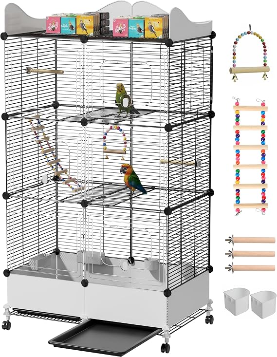 Large Bird Cage 55-Inch Encrypted Bird Cage with Daily Necessities Included