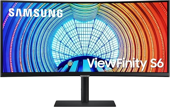 SAMSUNG Viewfinity S65UA Series 34-Inch Ultrawide QHD Curved Monitor, 100Hz, USB-C, HDR10 (1 Billion Colors), Height Adjustable Stand, TUV-certified Intelligent Eye Care (LS34A654UBNXGO),Black | 100Hz, USB-C, HDR10 (1 Billion Colors), Height Adjustable Stand, TUV Certified, Intelligent Eye Care, LS34A654UBNXGO, Black