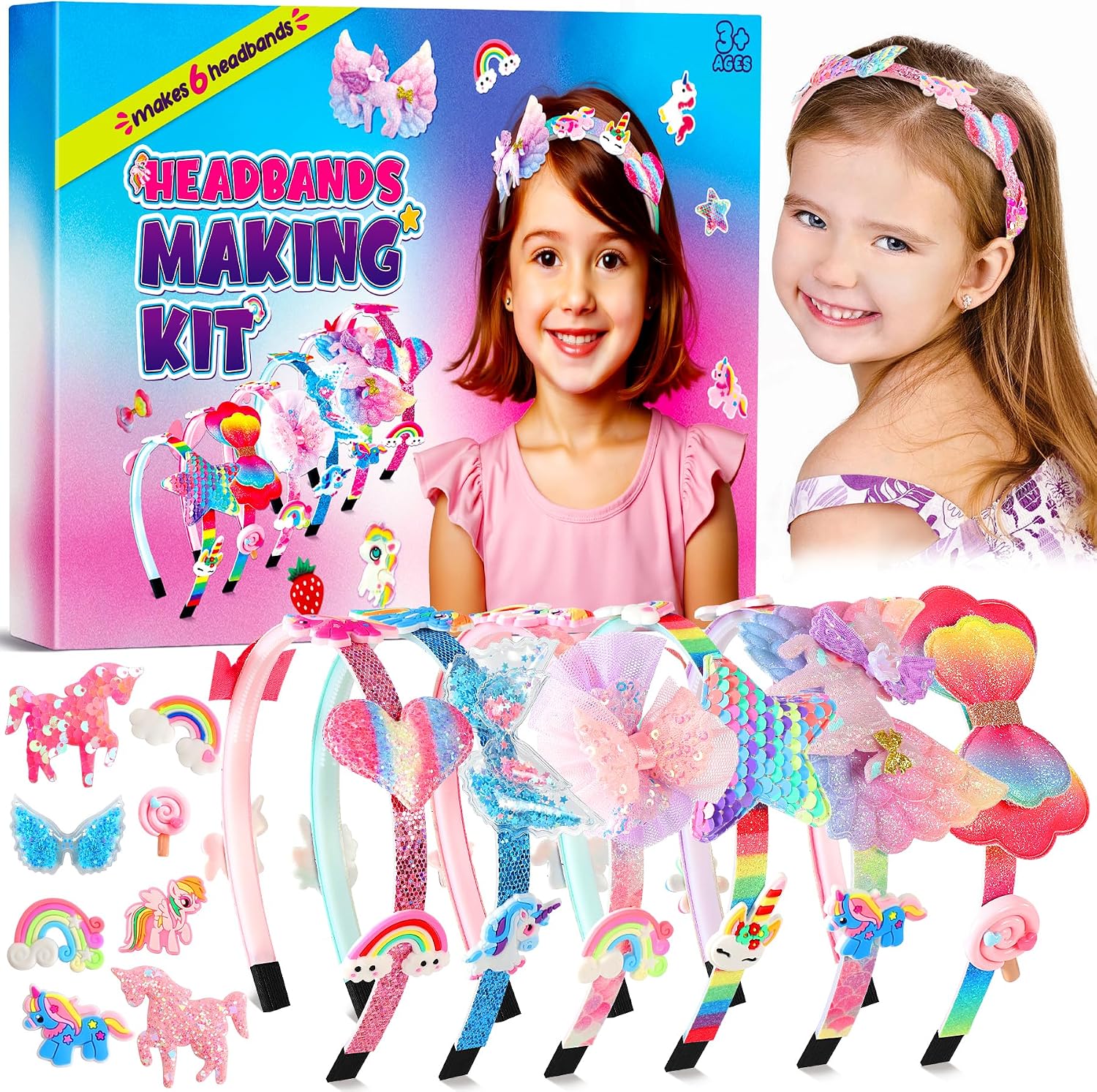 Unicorn Headband Making Kit for Girls Age 3, Creative Craft Kits for Kids, DIY Hairbands & Hair Accessories Toys Set - Birthday Presents & Gifts for Girls Age 3-8 Years Old