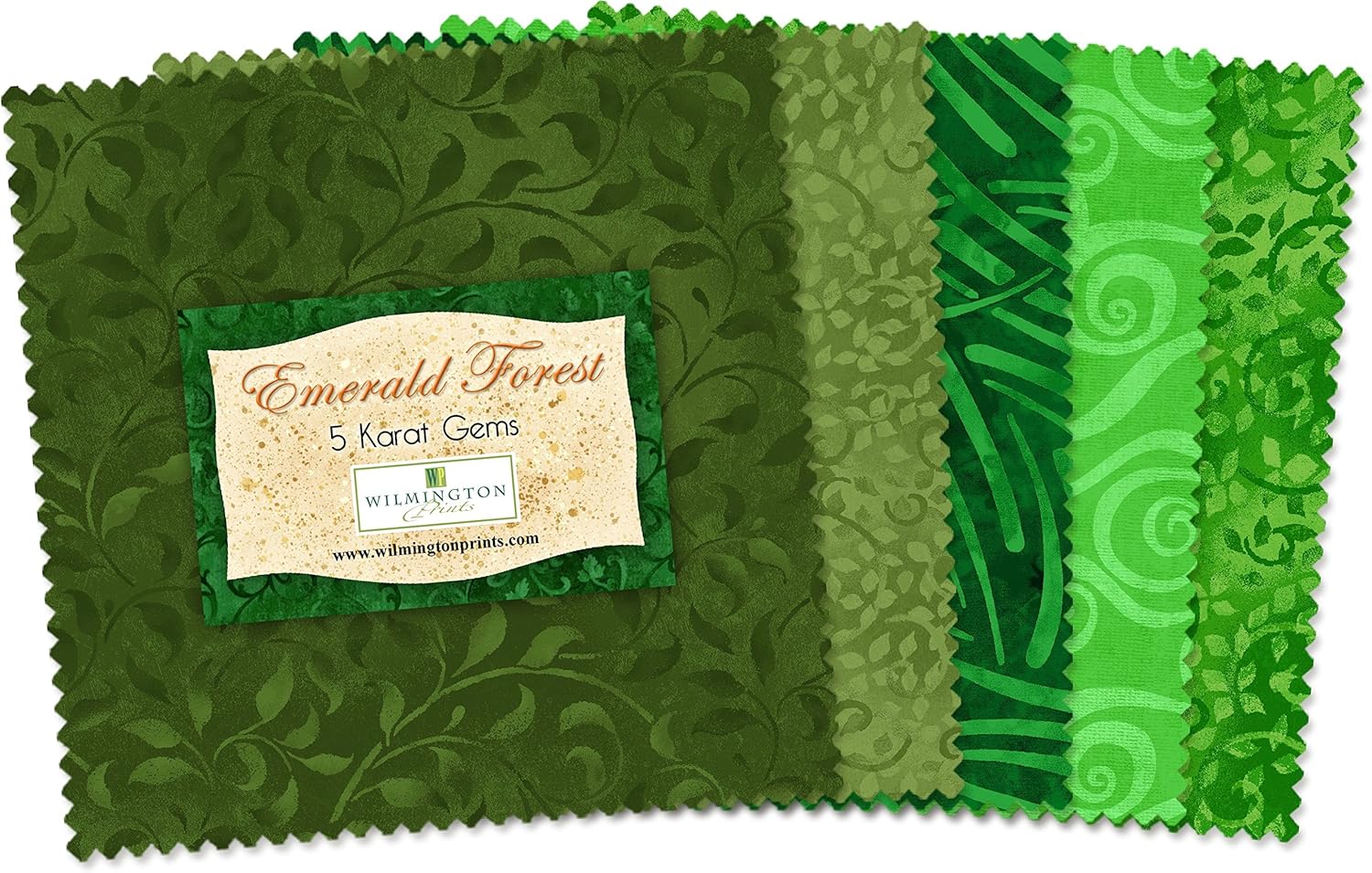 Wilmington Prints Pre-Cut Fabric, Cotton, Green, 5 inches