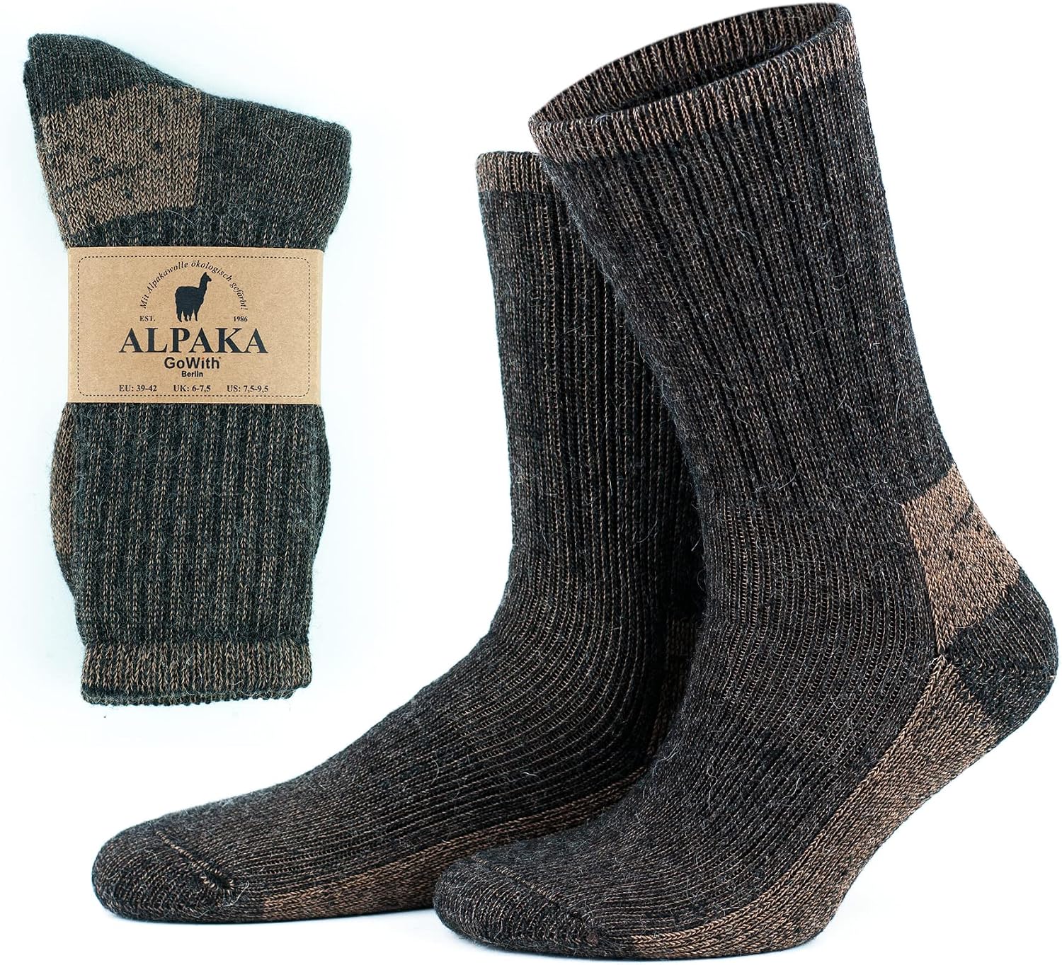 GoWith Alpaca Wool Thermal Thick Full Towel Wash Soft Natural Winter Women Mens Boot Socks 6005-6006