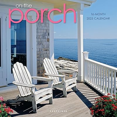 Graphique 2025 On the Porch Wall Calendar | 12 x 12 | Thick Paper | Home & Office Organizer | Large Monthly Grid | 3 Languages & Marked Holidays | 4 Month Preview Page for 2026