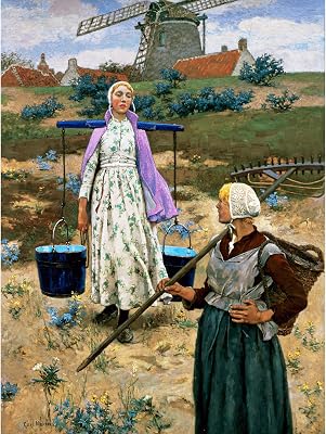 Melchers In Holland Windmill Dutch Women Painting Extra Large Art Print Wall Mural Poster Premium XL