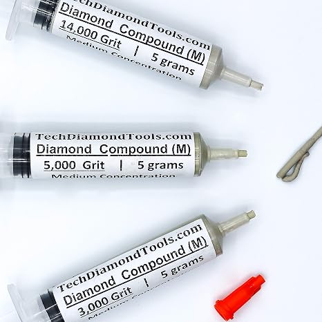 TechDiamondTools Set of 3 Diamond Polishing Compound Polishing Paste 3000 5000 14000 Grit Marble Glass Metal Rock Jewelry Resin Silver Gemstone Diamond Powder 25% Made in USA