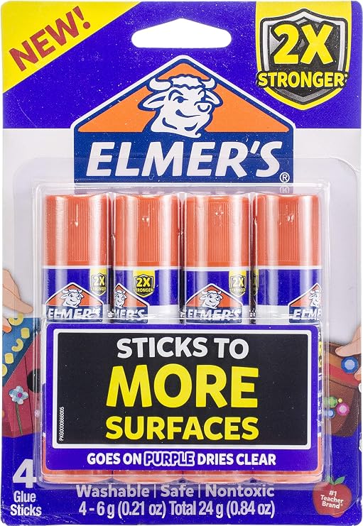 Elmers Extra Strength School Glue Sticks, Washable, 6 Grams, 4 Count