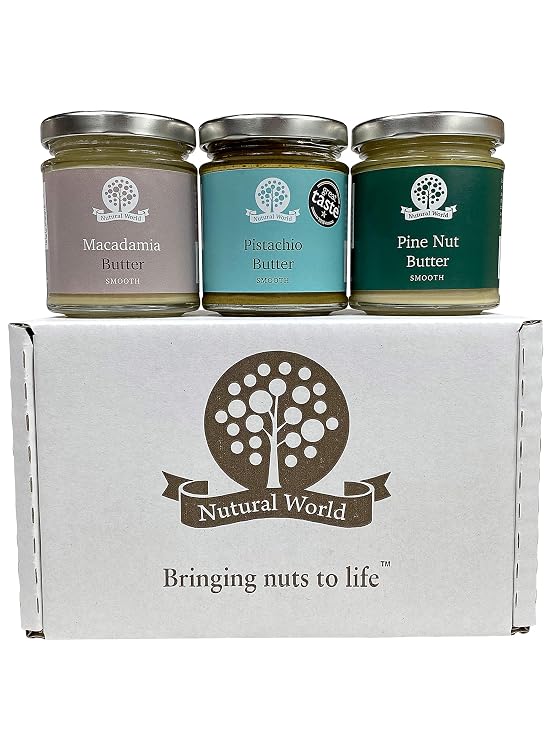 Nutural World - Nut Butter Collection Smooth (Set of 3) - 6 Oz (170g) - Pistachio, Macadamia, Pine Nuts