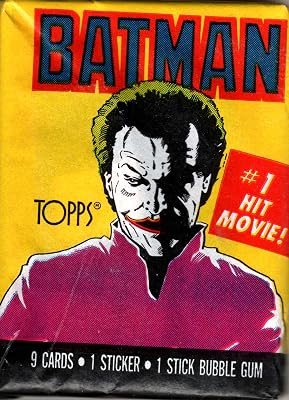 Tim Burtons 1989 Batman Movie Starring Michael Keaton and Jack Nicholson Collectible Trading Cards 1st Series 9 Cards, 1 Sticker and 1 Stick Bubble Gum
