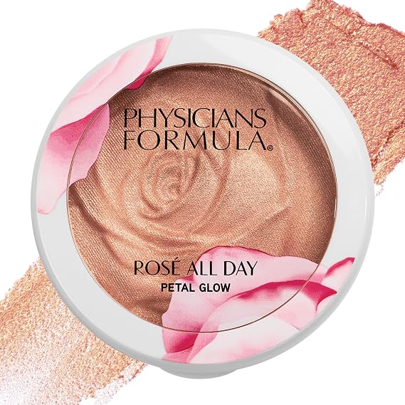Physicians Formula Rose All Day Highlighter Blush Face Powder, Pink Petal Glow, Dermatologist Tested, Clinicially Tested