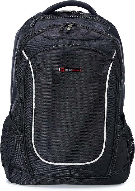 Alpine Swiss Oneida 15.6" Laptop Backpack With Tablet Sleeve & Mfg Black
