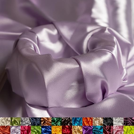 Ice Fabrics Stretch Charmeuse Satin Fabric by The Yard - 58/60 Wide Silky & Smooth Charmeuse Fabric by The Yard for Sewing Apparel, Dresses, Night Gowns, Tablecloths & More - Lilac - 1Yard