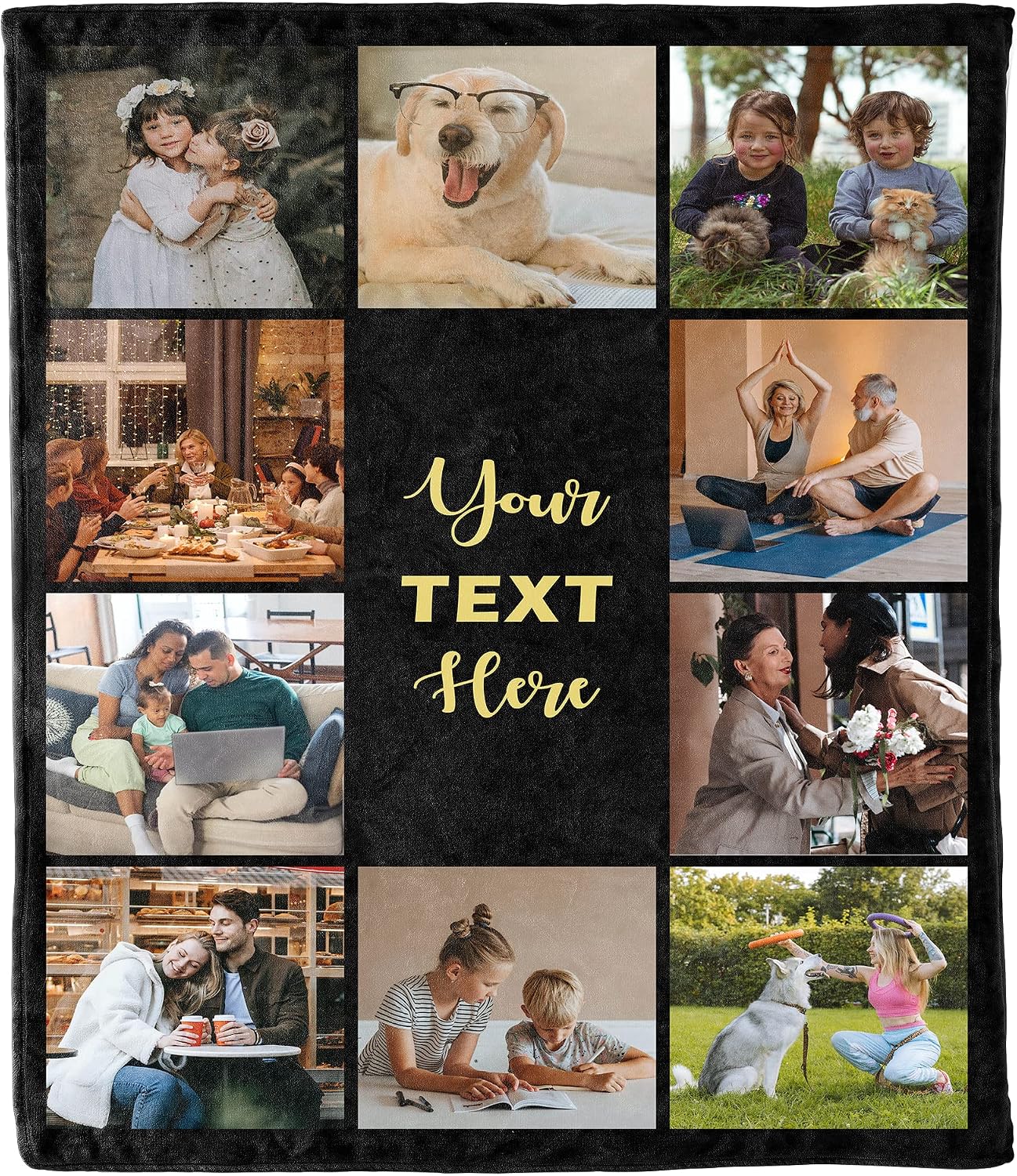 Customized Photo Blanket - Personalized Collage and Text, Ideal for Couples, Friends, Family - Perfect for Birthdays, Anniversaries, Holidays - Soft, Warm, Premium Quality - Printed in USA