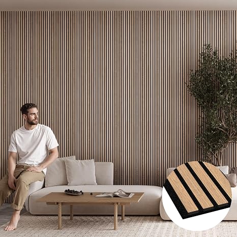 Bark & Bole Oak Acoustic Panels 3D Textured Wood Veneer Wall and Ceiling Panels | Decorative Sound-Absorbing Solution for Homes, Offices, and Studios | H94.5 x W12.6 | Veneer, MDF, Felt