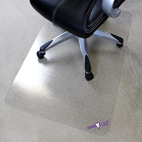 Marvelux Polycarbonate Office Chair Mat for Medium Pile Carpets, 90 x 120cm