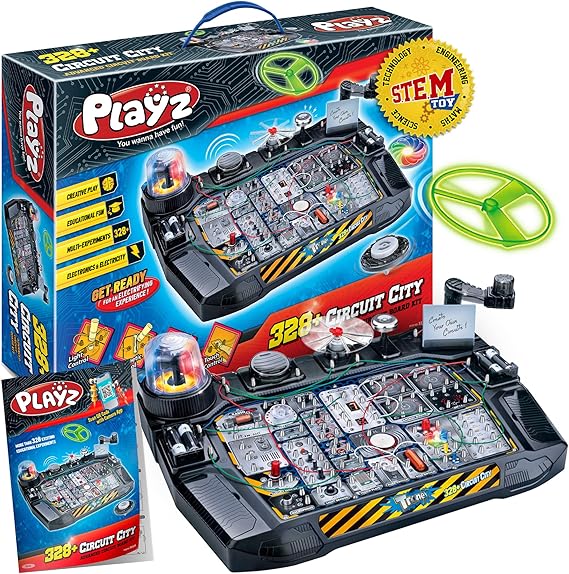 Playz Advanced Electrical Circuit Board Engineering Kit for Kids with 328+ STEM Projects on Electricity, Voltage, Currents, Resistance, Magnetic Science | Gift for Children Age 8-13+