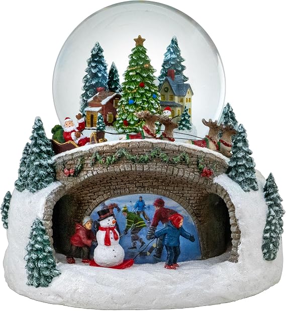 100MM Musical Rotating Christmas Village Snow Globe by The San Francisco Music Box