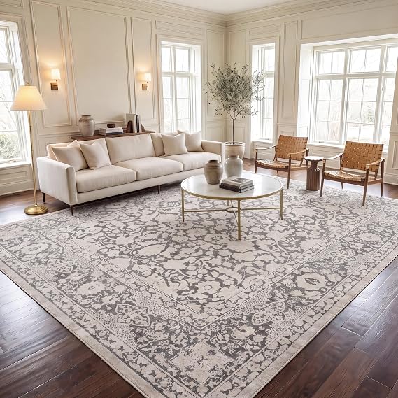 SAFAVIEH Area Rug 10x14 - Reflection Collection - Large - Beige & Cream, Non-Shedding & Easy Cleaning, Ideal for Living Room, Bedroom, Dining Space (RFT667B)