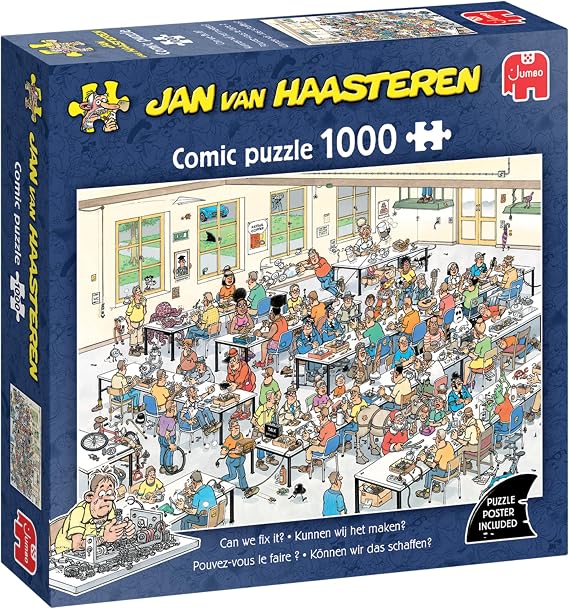 Jan Van Haasteren Can We Fix It? - 1000 Piece Jigsaw Puzzle for Adults | Challenging, Brainteasing, Funny Jigsaw – Large FSC-Certified 1000 Pc Puzzle – Perfect Birthday & Christmas Gift – 68 x 49 cm