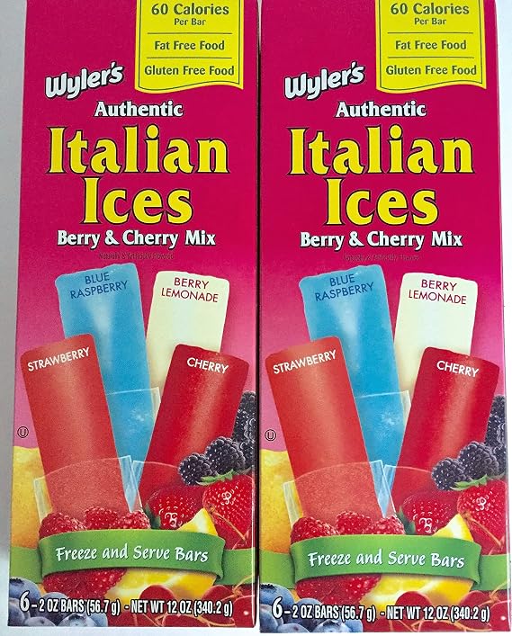 Wyler's Authentic Italian Ices assorted flavors, 12 oz boxes (2 Pack -- 12 Bars)
