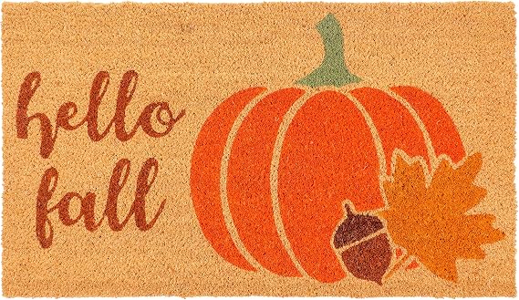 KAF Home Coir Doormat with Heavy-Duty, Weather Resistant, Non-Slip PVC Backing | 17 by 30 Inches, 0.6 Inch Pile Height | Perfect for Indoor and Outdoor Use (Hello Fall)