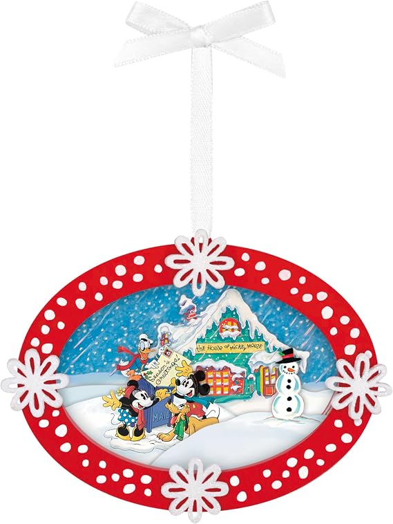 Hallmark Keepsake Disney Christmas Ornament, Mickey and Friends Sending Season's Greetings, Papercraft, Gifts for Disney Fans